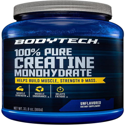 BodyTech 100% Pure Creatine Monohydrate Powder - Premium Micronized Creatine for Enhanced Muscle Strength and Performance - Supports Muscles, Recovery, and Increased Exercise