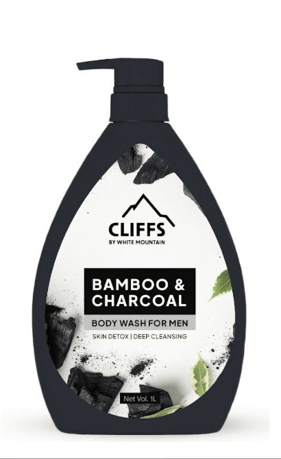 Cliffs by White Mountain Body Wash FOR MEN Bamboo & Charcoal 1 Liter (33.8 OZ)