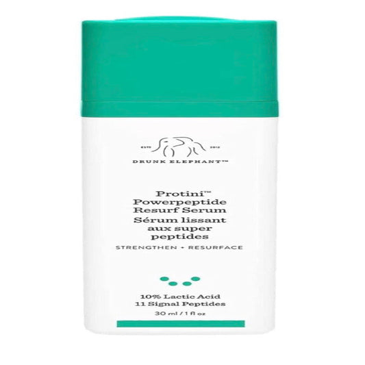 Drunk Elephant Protini Powerpeptide Resurf Serum. Strengthen and Resurface Face Serum with 10% Lactic Acid and 11 Signal Peptides (30 mL / 1 Fl Oz)