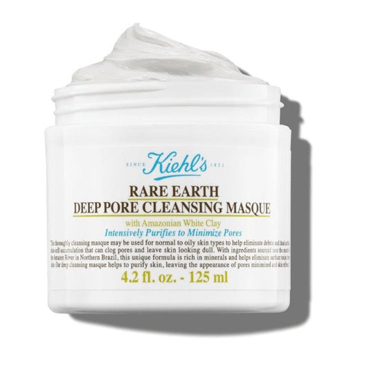 Kiehl's Rare Earth Deep Pore Cleansing Mask, Pore-Minimizing Face Mask for Clogged Pores, Detoxifies & Refines Skin, Absorbs Excess Oil, with Amazonian White Clay & Aloe Vera, for Normal to Oily Skin