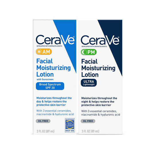 CeraVe Day & Night Face Lotion Skin Care Set | Contains AM with SPF 30 and PM Face Moisturizer | Fragrance Free