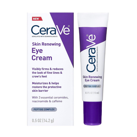 CeraVe Eye Cream for Wrinkles | Under Eye Cream with Caffeine, Peptides, Hyaluronic Acid, Niacinamide, and Ceramides for Fine Lines | Fragrance Free & Ophthalmologist Tested |0.5 Ounces